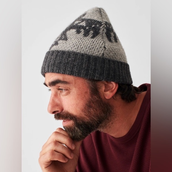 Faherty X Steven Paul Judd Native Designed Thunderbird Beanie Charcoal Grey OS - Picture 2 of 5